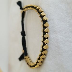 Gold Black Mini Heart Bracelet